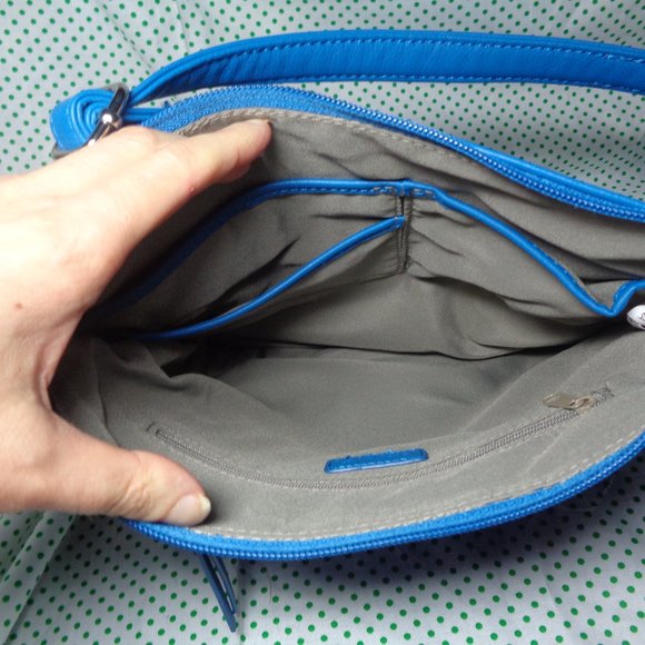 Relisted aqua Y2K purse adjustable strap front zipper details - Picture 8 of 11